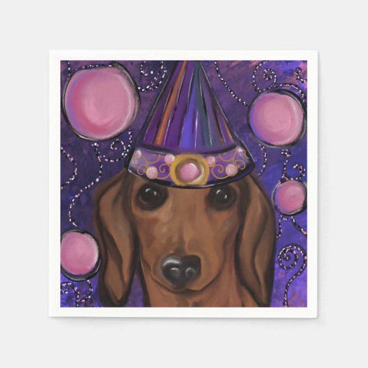 Roter Dachshund Serviette (Vorderseite)