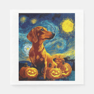 Roter Dachshund von van gogh Sternennacht Hallowee Serviette
