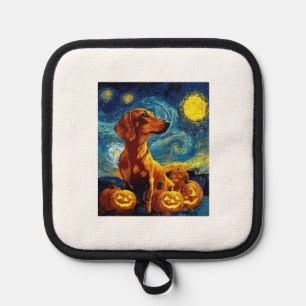 Roter Dachshund von van gogh Sternennacht Hallowee Topflappen