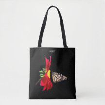 Roter Dahlie-Monarch ganz über _Print Tasche