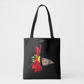 Roter Dahlie-Monarch ganz über _Print Tasche
