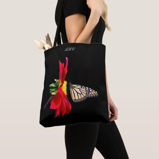Roter Dahlie-Monarch ganz über _Print Tasche (Von Nahem)