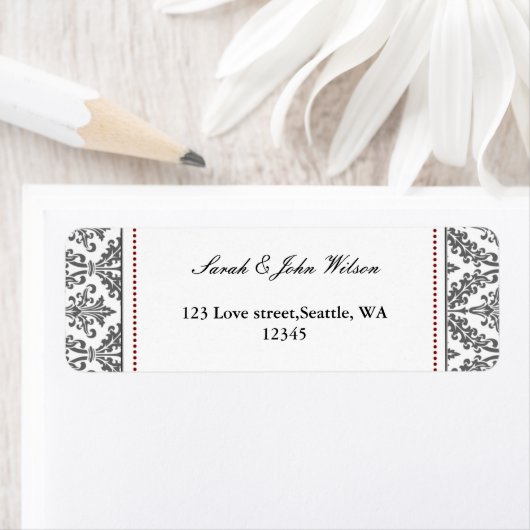 roter Damast, Adressenaufkleber (Insitu)