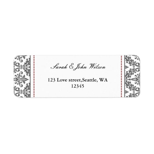 roter Damast, Adressenaufkleber (Vorne)