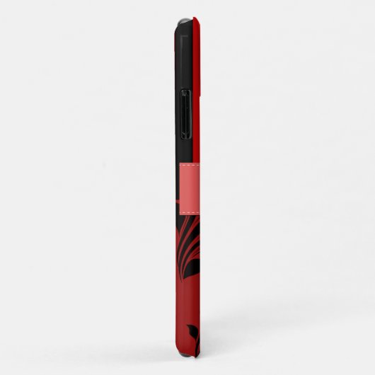 Roter Damast, rote Streifen, Streifen, Monogramm Case-Mate iPhone Hülle (Hinten/Rechts)