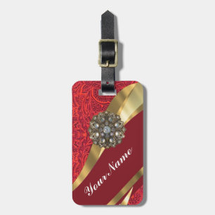 Roter Damast- u. Goldstrudel Gepäckanhänger