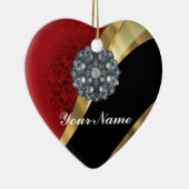 Roter Damast und Gold Keramikornament (Rechts)