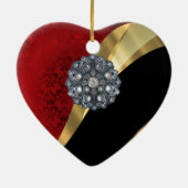 Roter Damast und Gold Keramikornament (Hinten)