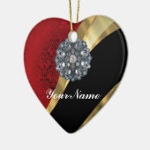 Roter Damast und Gold Keramikornament (Links)