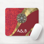 Roter Damast und Goldwirbel Mousepad (Mit Mouse)