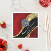 Roter Damast und Kristall aus Kristall Serviette (Beispiel)