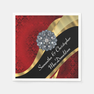 Roter Damast und Kristall aus Kristall Serviette