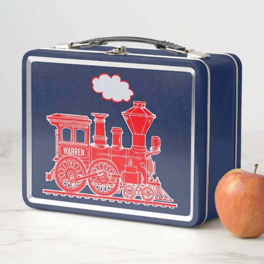 Roter Dampf Locozug scherzt NamensBrotdose Metall Lunch Box (Beispiel)