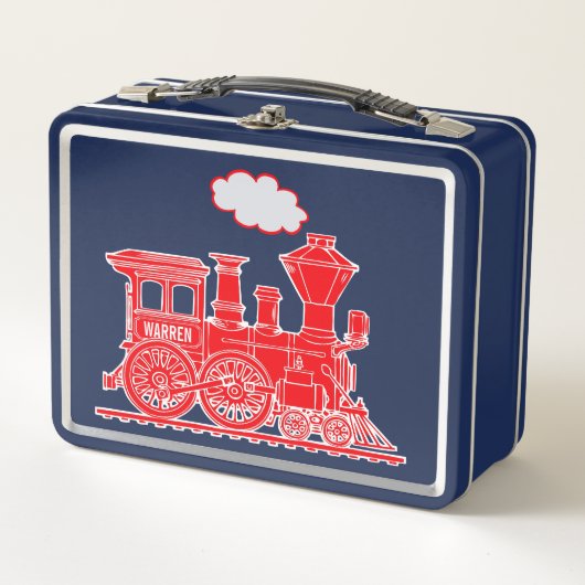 Roter Dampf Locozug scherzt NamensBrotdose Metall Lunch Box (Vorderseite)