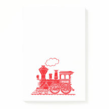 Roter Dampfzug mit dem Namen Grafikpost - Anmerkun