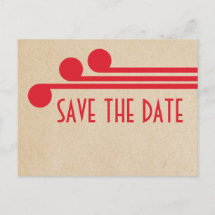 Roter Deko Chic Save the Date Postkarte