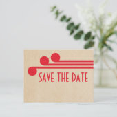 Roter Deko Chic Save the Date Postkarte (Stehend Vorderseite)