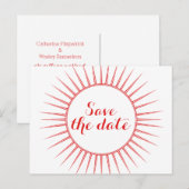 Roter Deko Retro Save the Date Postkarte (Vorne/Hinten)