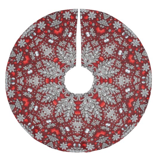 Roter dekorativer Baumrock Polyester Weihnachtsbaumdecke (Vorderseite)