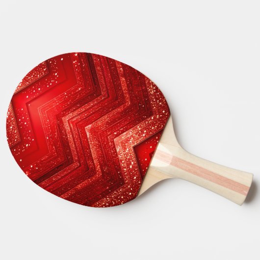 Roter dekorativer Glitzer Ping Pong Paddle Tischtennis Schläger (Seitenansicht)