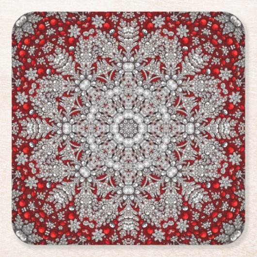 Roter dekorativer Untersetzer für Feiertage (Vorderseite)