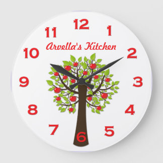 Roter-DeliciousAPFELBAUM-personalisierte Wand-Uhr Große Wanduhr