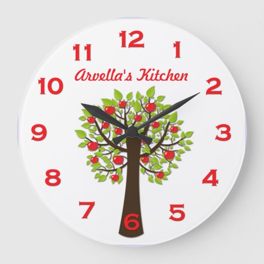 Roter-DeliciousAPFELBAUM-personalisierte Wand-Uhr Große Wanduhr (Vorderseite)