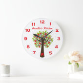 Roter-DeliciousAPFELBAUM-personalisierte Wand-Uhr Große Wanduhr (Zuhause)