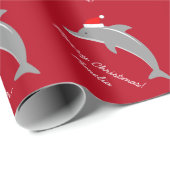 Roter Delphin frohe Weihnachten scherzen Geschenkpapier (Rolleneckpunkt)