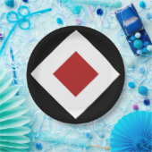 Roter Diamant, kühne weiße Grenze auf Schwarz Pappteller (Party)