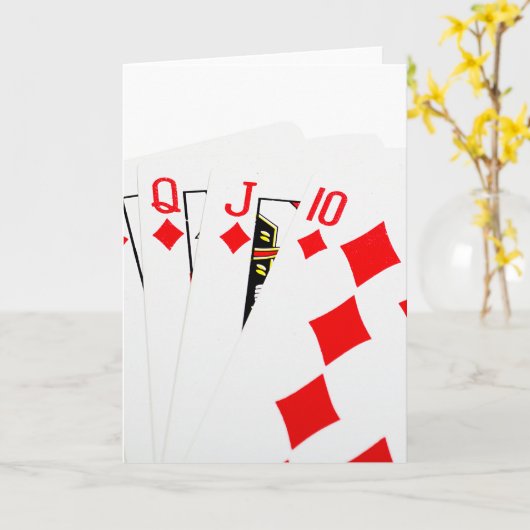 Roter Diamant-Royal Flush Karte (Gelbe Blume)