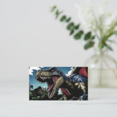 Roter Dinosaurier in einem futuristischen Dschunge Visitenkarte (Stehend Vorderseite)