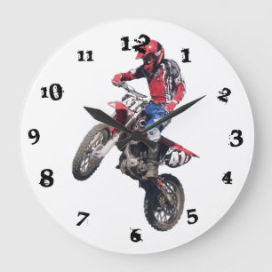 Roter Dirt Bike Große Wanduhr
