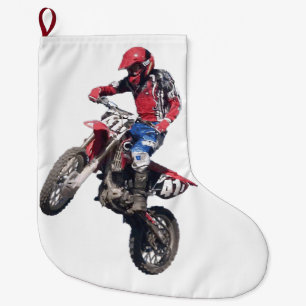 Roter Dirt Bike Großer Weihnachtsstrumpf