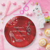 Roter Disco-Ball und Heels-60. Geburtstag Pappteller (Party)