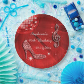 Roter Disco-Ball und Heels-95. Geburtstag Pappteller (Party)