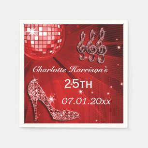Roter Disco-Ball-und Schein-Heels 25. Serviette