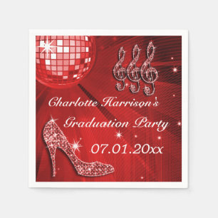 Roter Disco-Ball-und Schein-Heels-Abschluss Serviette