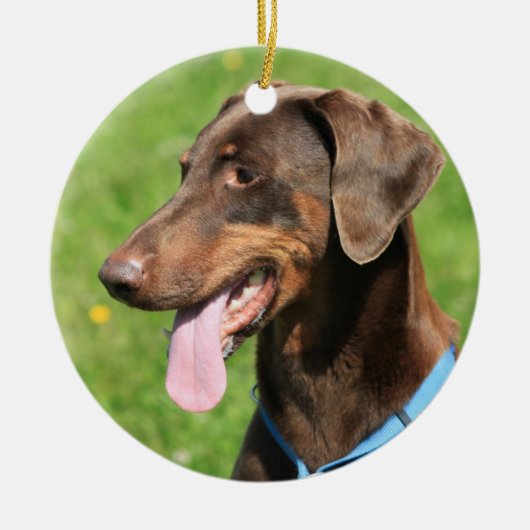 Roter Dobermann Keramik Ornament (Vorne)