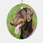 Roter Dobermann Keramik Ornament (Links)