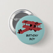 roter Doppeldecker Geburtstagsjunge Pin-Button Button (Vorne & Hinten)