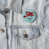 roter Doppeldecker Geburtstagsjunge Pin-Button Button (Beispiel)