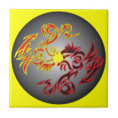 roter Doppelmonddrache Fliese (Vorderseite)