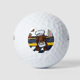 Roter Doxie Koch Golfball