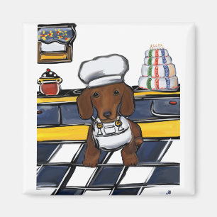 Roter Doxie Koch Magnet