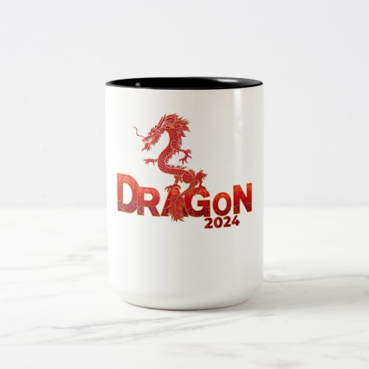 Roter Drache 2024 Zweifarbige Tasse (Mittel)