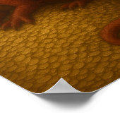 Roter Drache auf Gold Poster (Ecke)