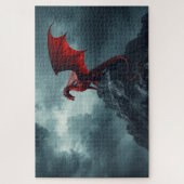Roter Drache auf Klippe Puzzle (Vertikal)