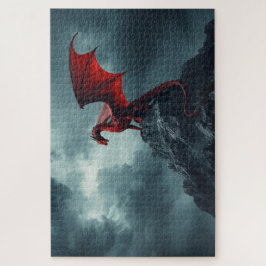 Roter Drache auf Klippe Puzzle