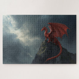 Roter Drache auf Klippe Puzzle